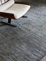 Armadillo Staccato Rug in Nightfall, detail of the silk, linen, and cotton weave and texture