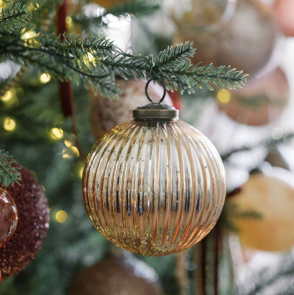 Mercury Ribbed Glass Antique Gold Ornament