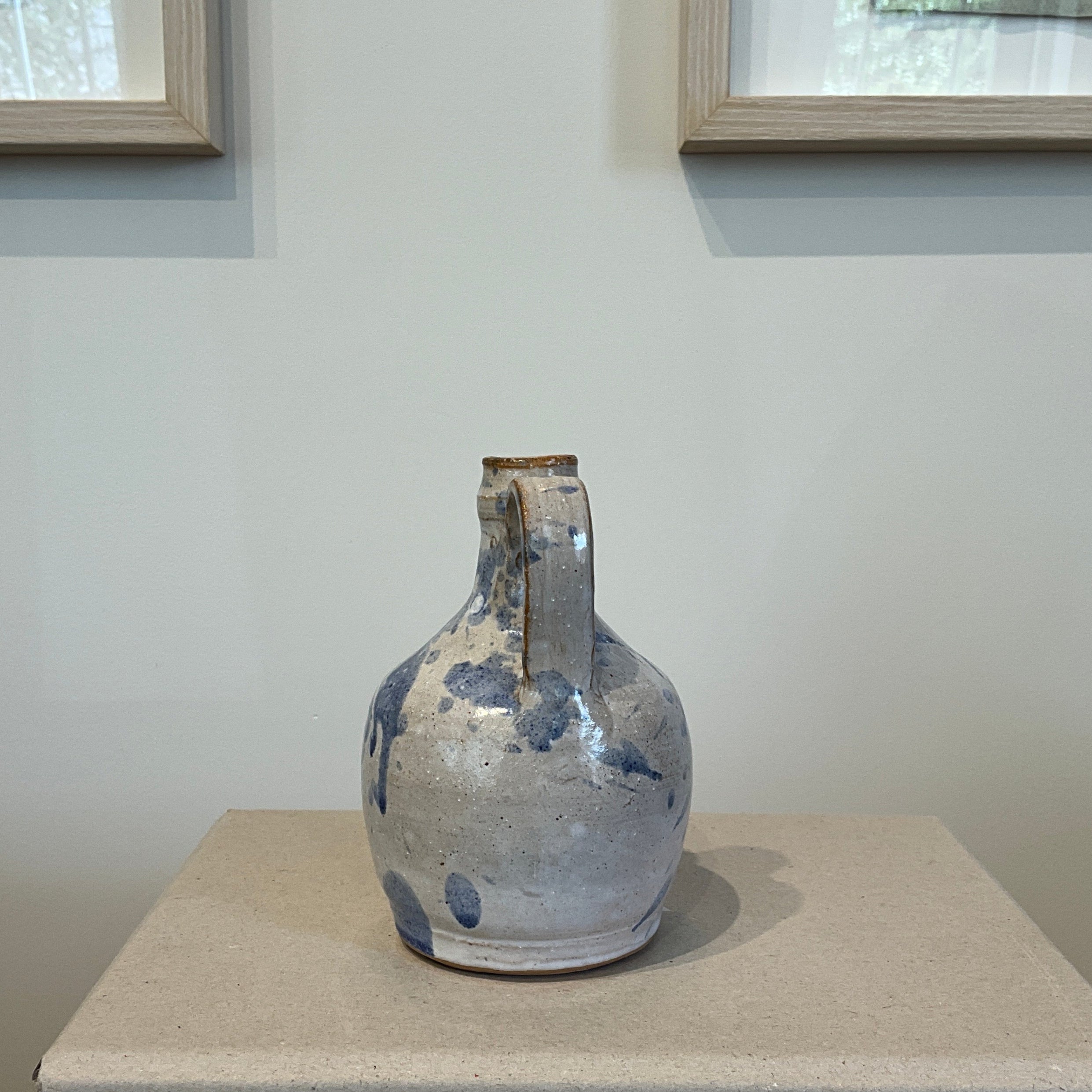 Small Vintage Blue Splatter Jug with Handle