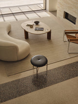 Latitude Rug by Armadillo, handwoven linen flatweave rug, styled in a room at Calimia Home
