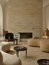 Allegra Rug by Armadillo, hand-knotted wool rug, styled in a room at Calimia Home