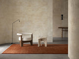 Armadillo Agra Rug in Ginger, overhead view of the hand-knotted wool weave and edge finish