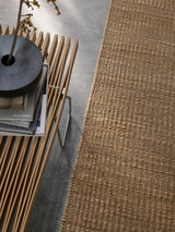 Armadillo Reed Rug in Natural, detail of the jute with a wool weft weave and texture