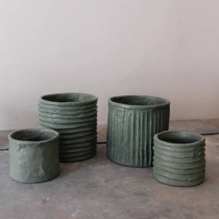 Handmade Cement Planter Bucket - Green