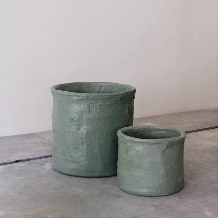 Handmade Cement Planter Bucket - Green