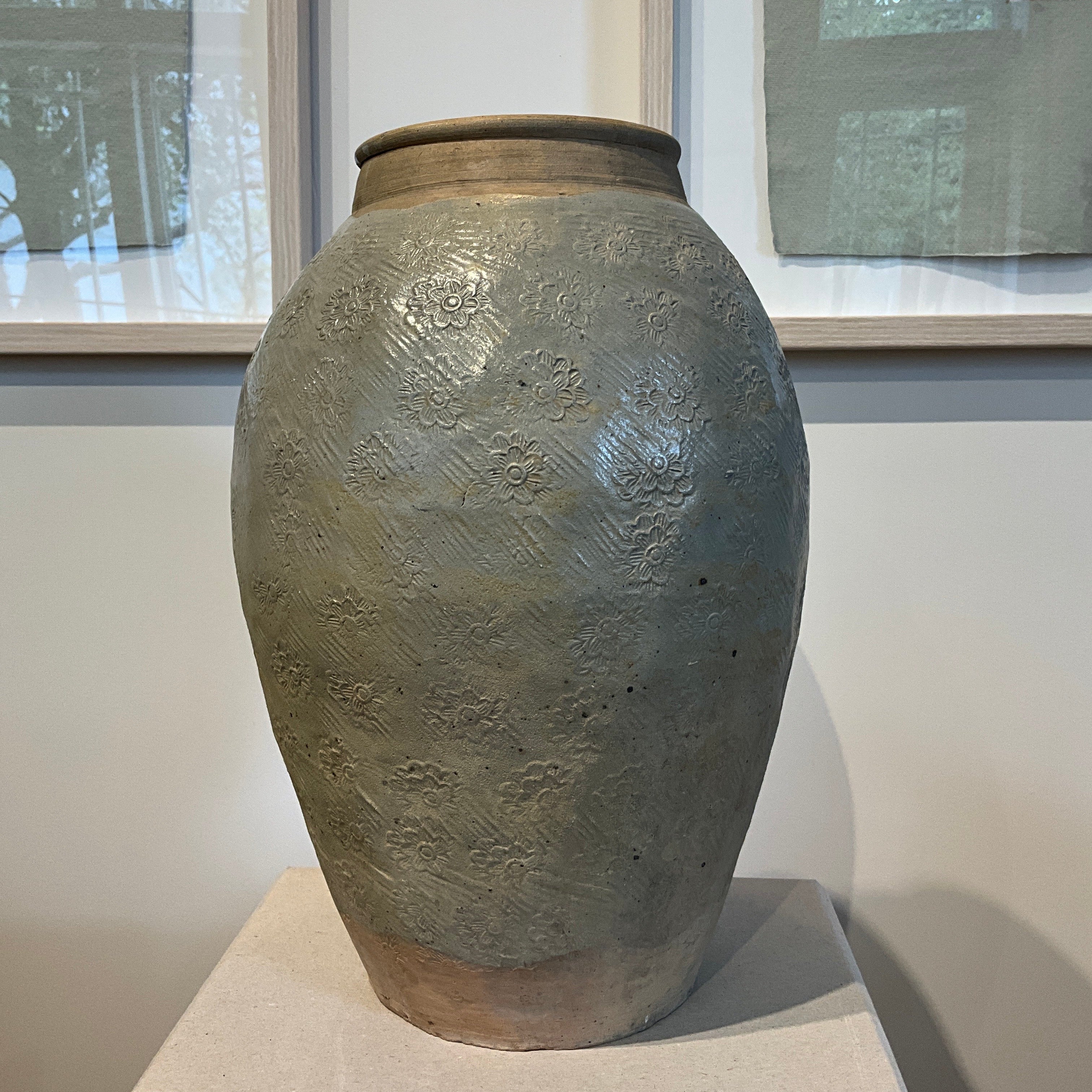 Vintage Ceramic Jar with Floral imprints