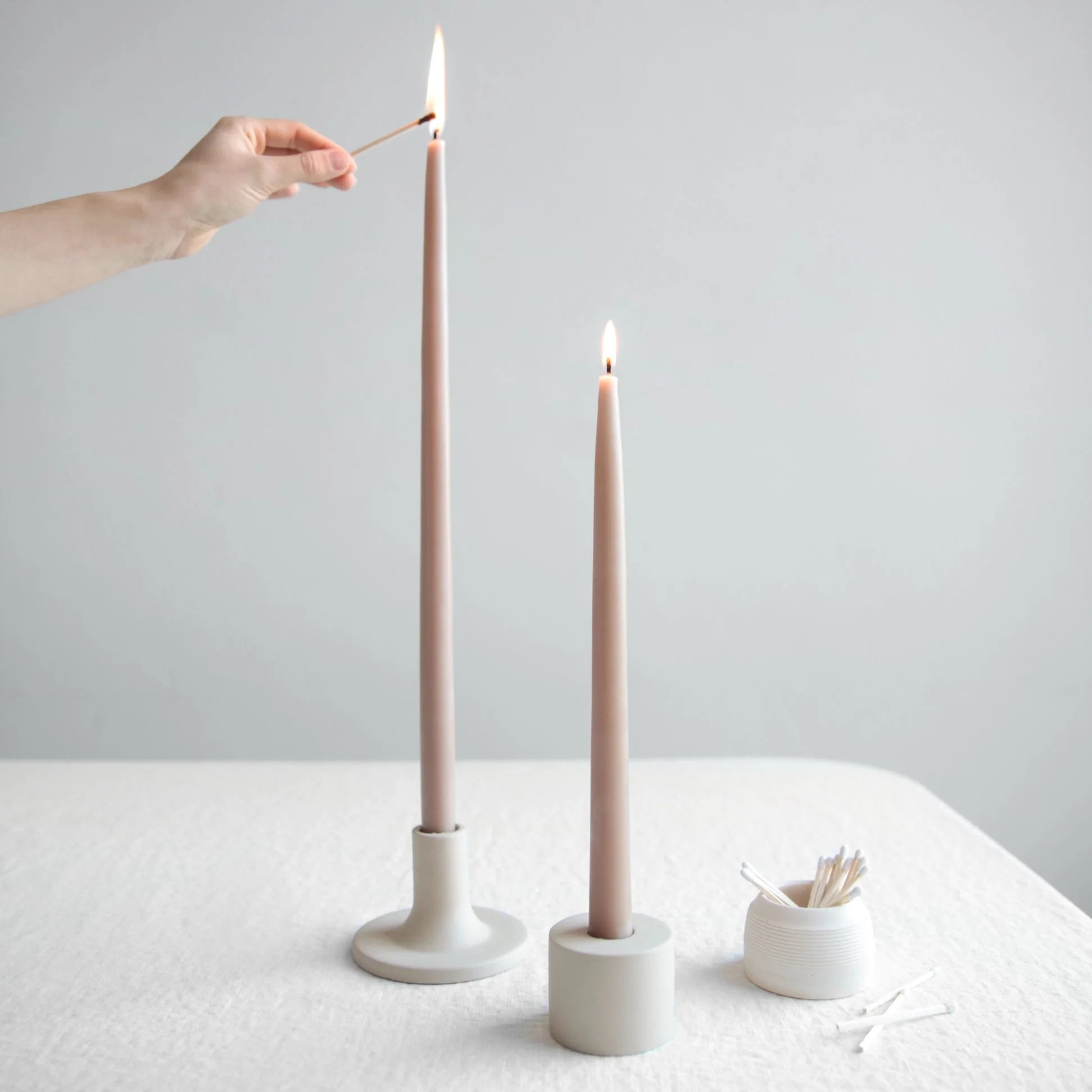 18" Dipped Taper Candles - Greige