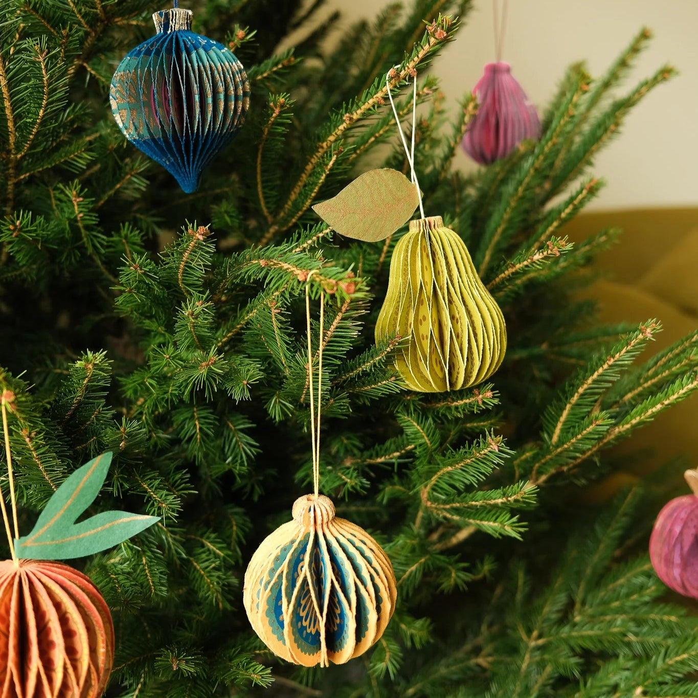 Yellow Bauble Honeycomb Ornament