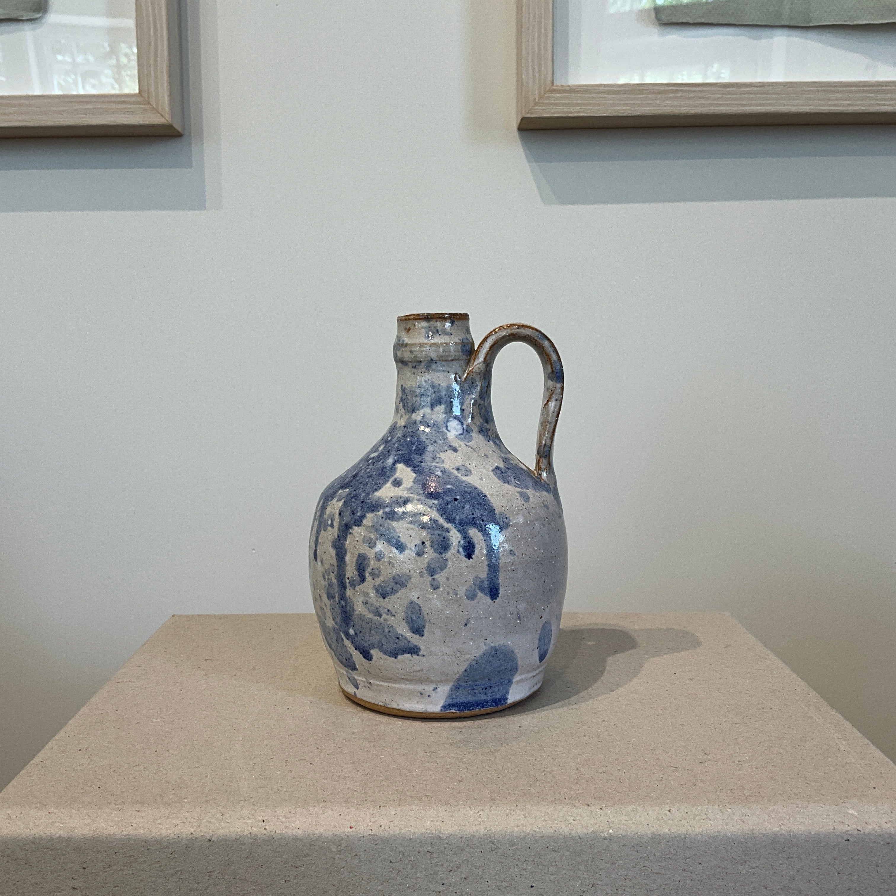 Small Vintage Blue Splatter Jug with Handle