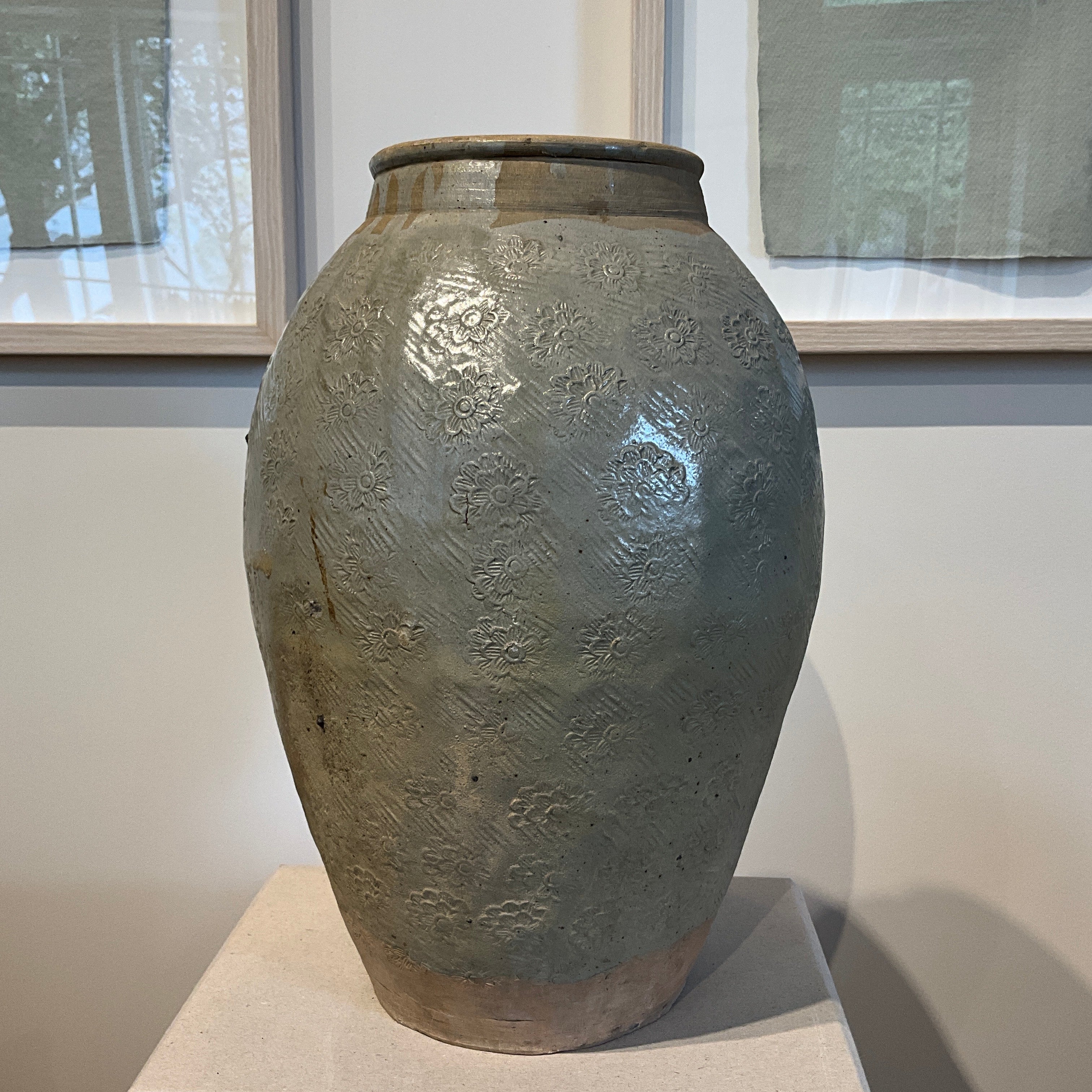 Vintage Ceramic Jar with Floral imprints