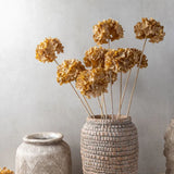 Close-up of hydrangea walnut blooms showing rich autumnal coloring and lifelike fabric petal texture