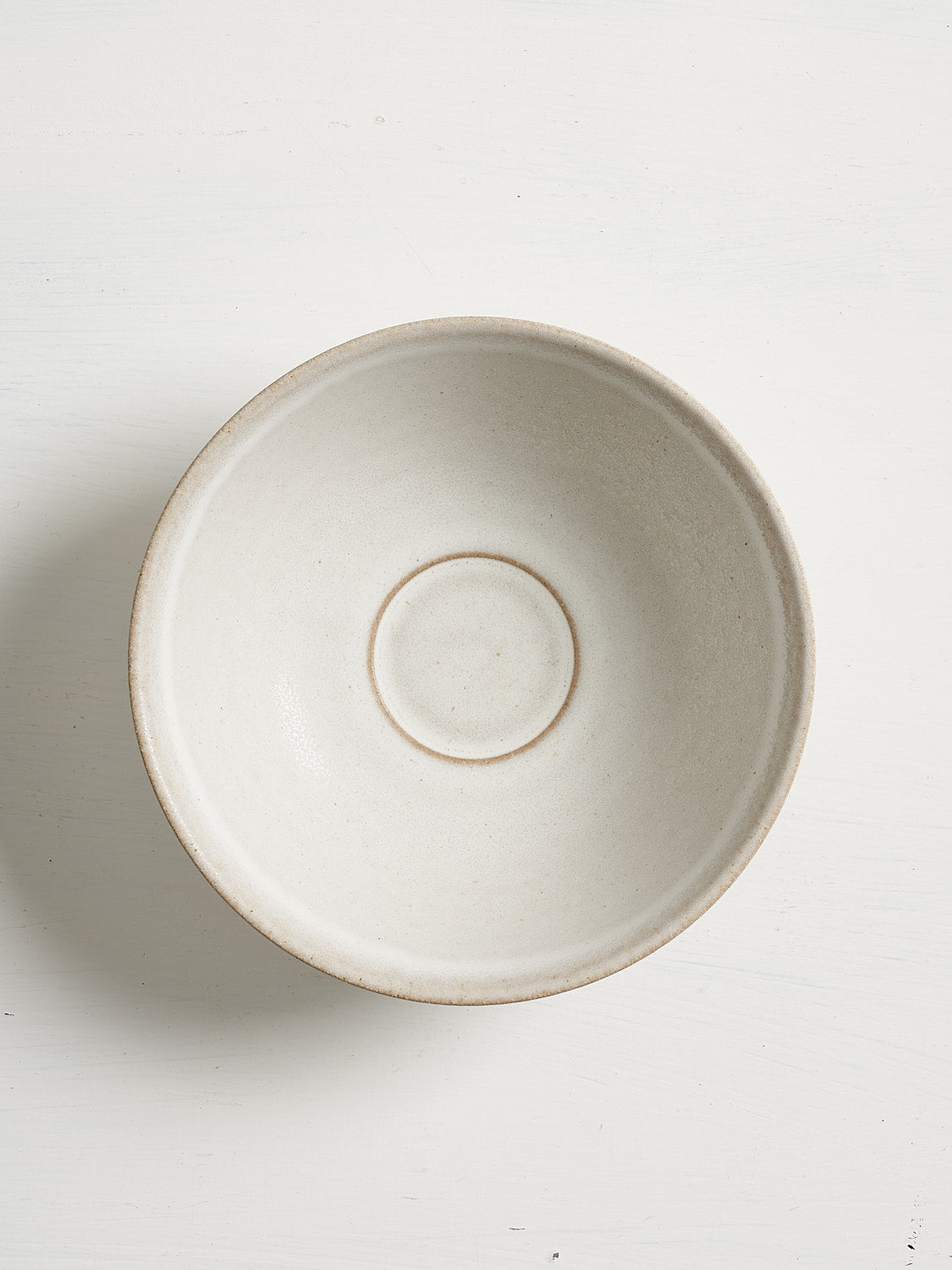 Detail of expressive glaze texture on the stoneware bowl