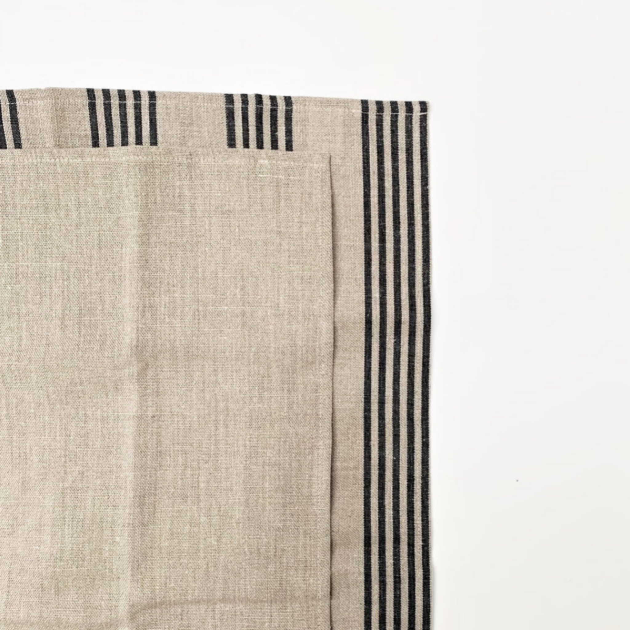 Linen Black Striped & Natural Dish Towels - Set of 2