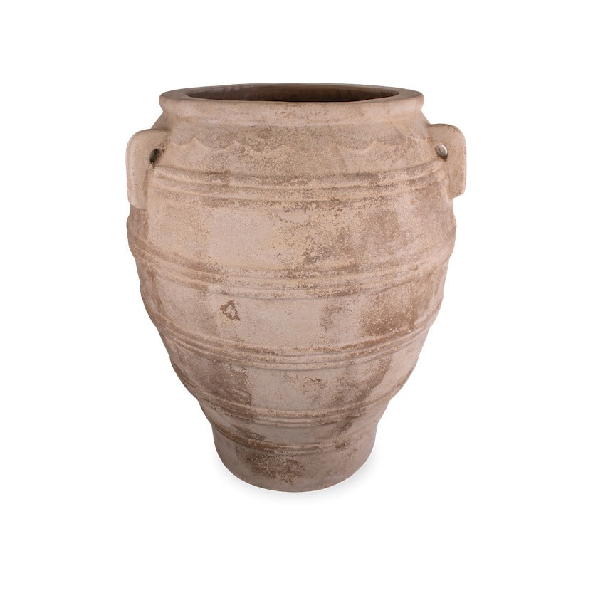 Anterra terra cotta five line jar with handles by The Pottery Patch | Calimia Home