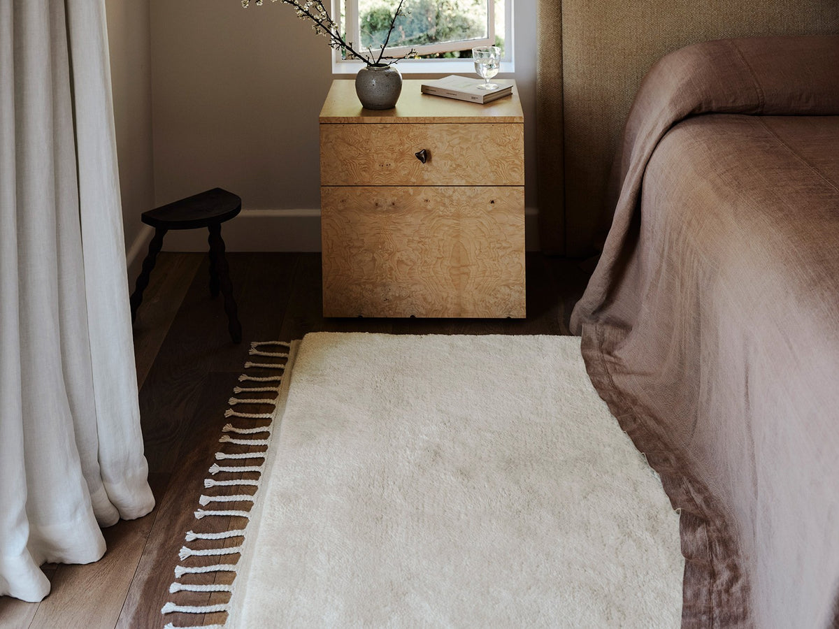 Petra Rug by Armadillo, hand-knotted new zealand wool rug, styled in a room at Calimia Home