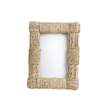 Abaca Rope Photo Frame with natural abaca rope wrap, front view