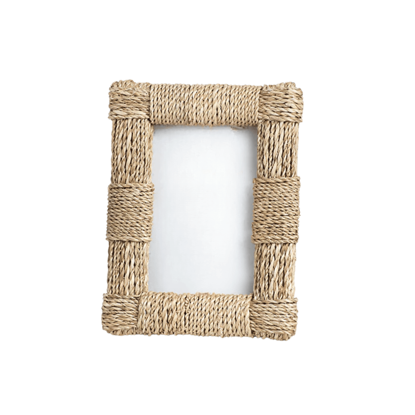 Abaca Rope Photo Frame with natural abaca rope wrap, front view