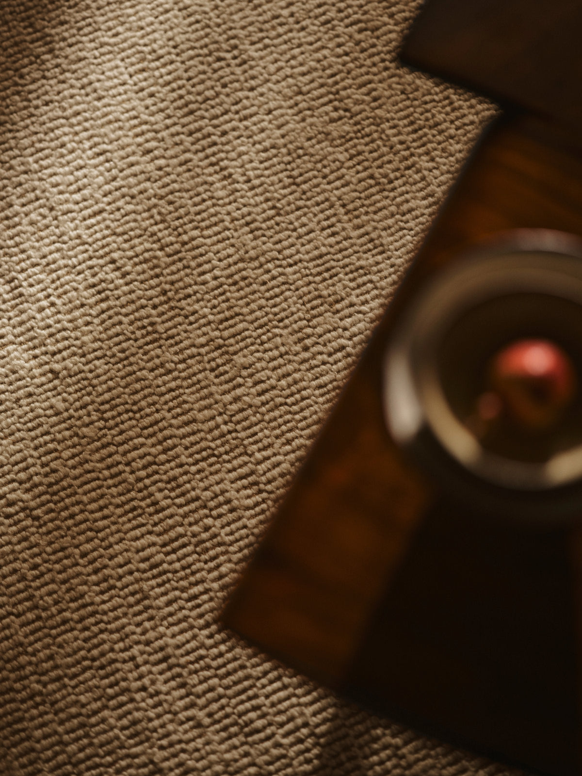 Armadillo Abbey Rug in Cane, detail of the wool and jute weave and texture