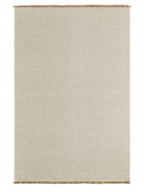 Armadillo Abbey Rug in Cane, a second view of the handwoven wool and jute rug in a styled interior