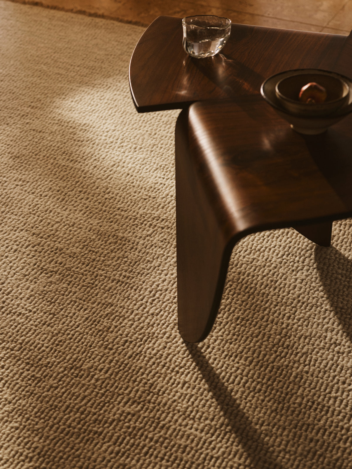 Abbey Rug by Armadillo, handwoven wool and jute rug, styled in a room at Calimia Home