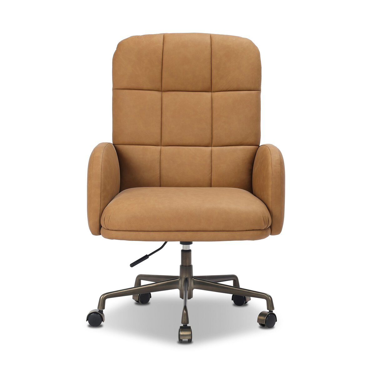 Acton Desk Chair in Maestro Camel top-grain leather – front view