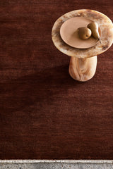 Armadillo Agra Rug in Burnt Umber, a second view of the hand-knotted wool rug in a styled interior
