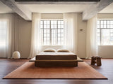 Armadillo Agra Rug in Salmon, hand-knotted wool rug shown in a room setting