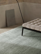 Armadillo Agra Rug in Moonstone, hand-knotted wool rug shown in a room setting