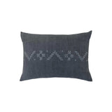 Alma Gray Lumbar Pillow by One Bi One — gray-blue Belgian linen with wool hand embroidery, handcrafted in Gothenburg, Sweden