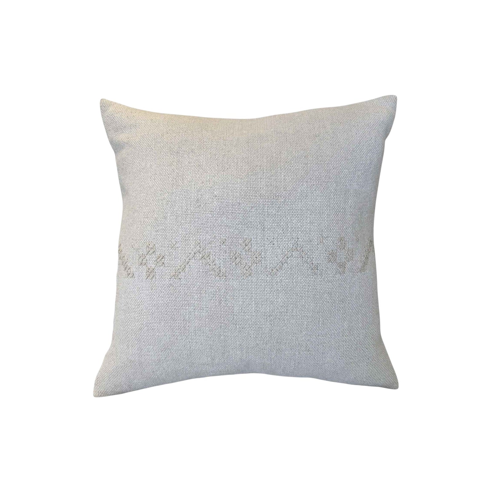 Alma Ivory Pillow by One Bi One — Belgian linen with ivory wool hand embroidery, handcrafted in Gothenburg, Sweden