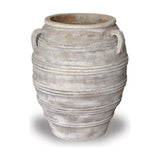 Anterra terra cotta round jar with banded ridges and handles by The Pottery Patch | Calimia Home