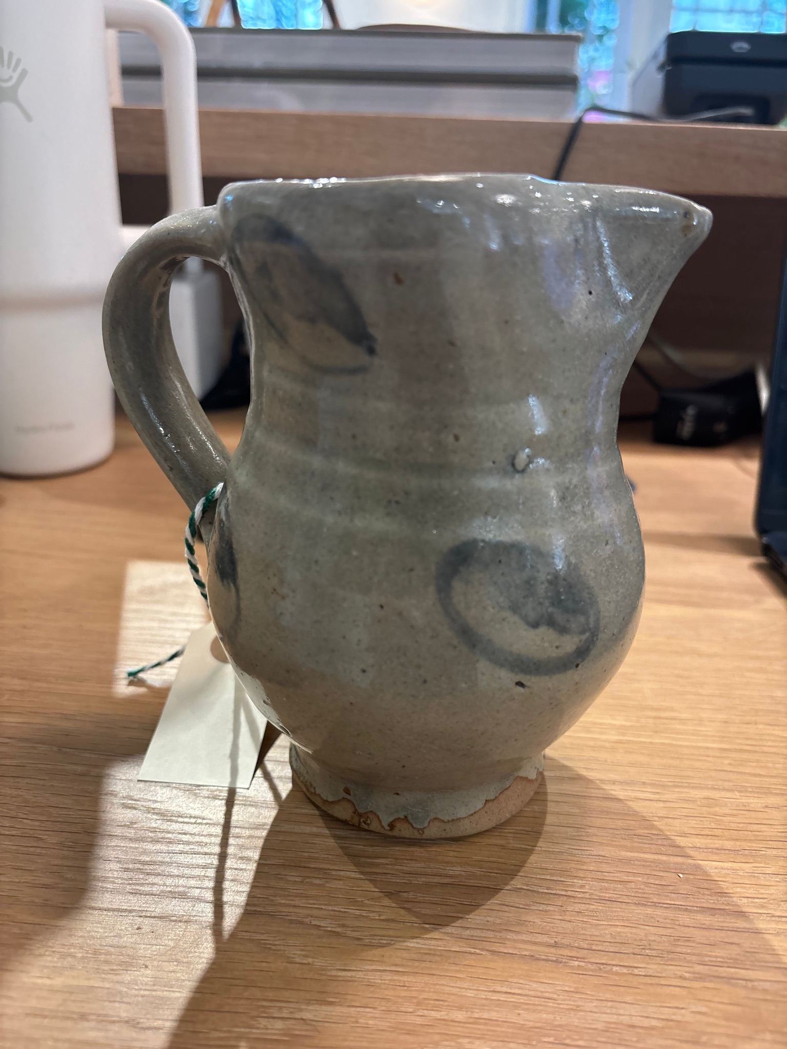 Antique Swedish pitcher — glazed ceramic with handle