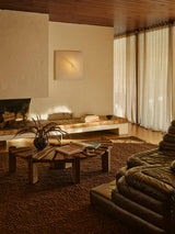 Armadillo Arroyo Rug in Tamarind, handwoven felted wool rug shown in a room setting