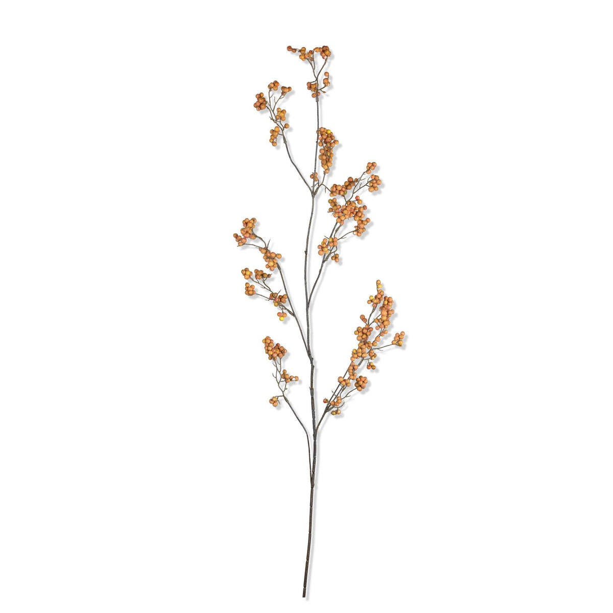 Artificial Oriental Bittersweet Berry by Abigail Ahern on a white background, a single arching stem with blush and apricot berries