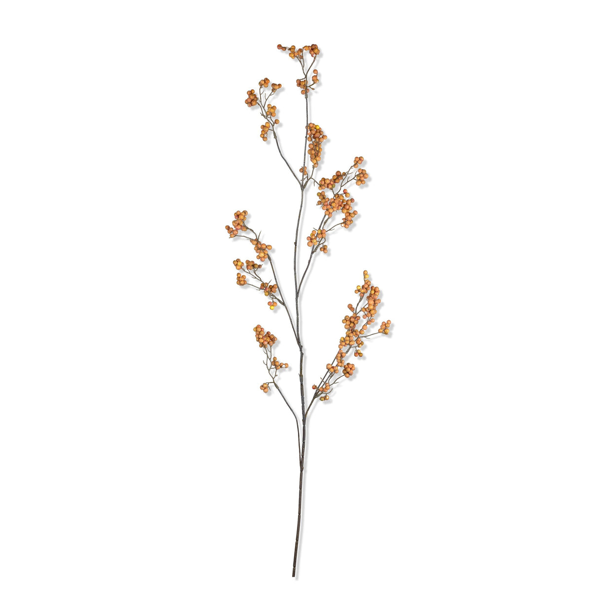 Artificial Oriental Bittersweet Berry by Abigail Ahern on a white background, a single arching stem with blush and apricot berries