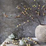Artificial rosehip dappled stem detail showing earthy palette and organic form