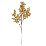 Artificial Sedge Winter Saffron by Abigail Ahern on a white background, a single branching stem with saffron yellow clusters