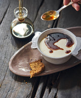 Detail of Bianco Assisi bowl with handles by Il Buco Vita