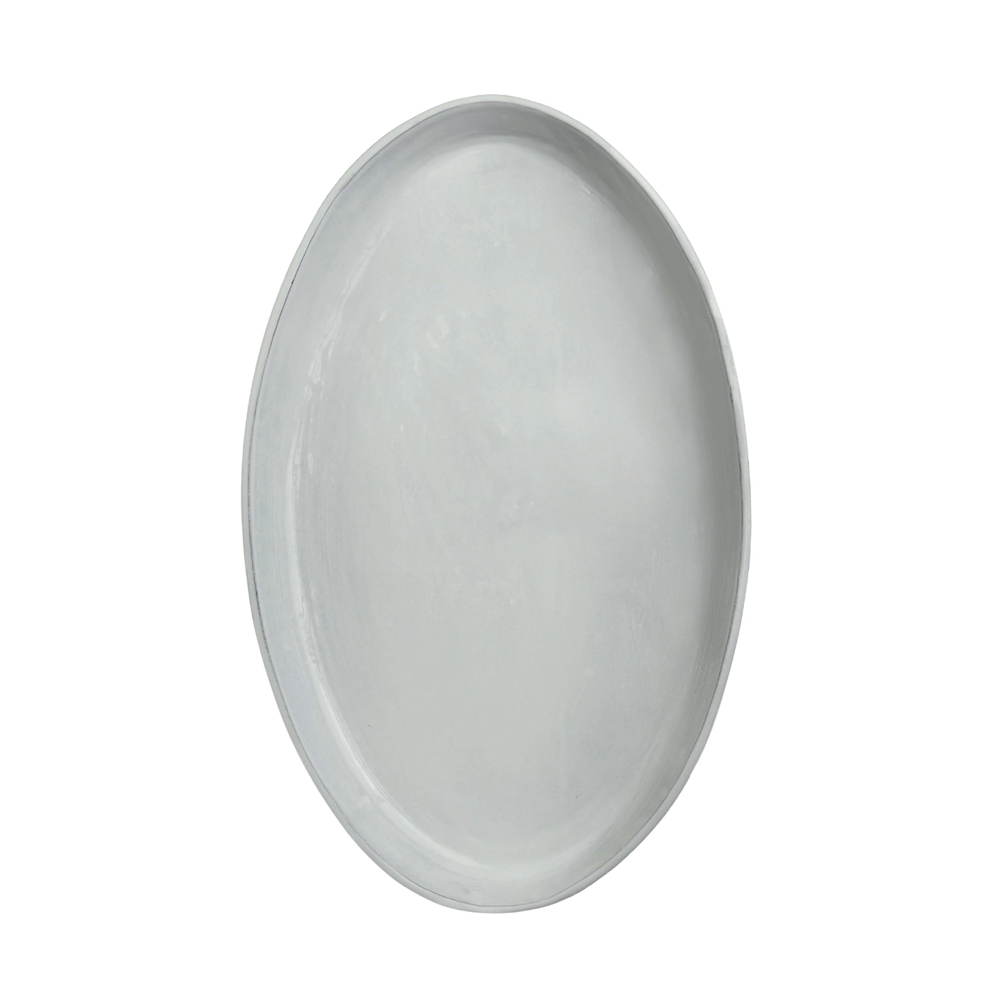 Assisi Deep Oval Platter in Dove Grey, large handcrafted Italian serving platter