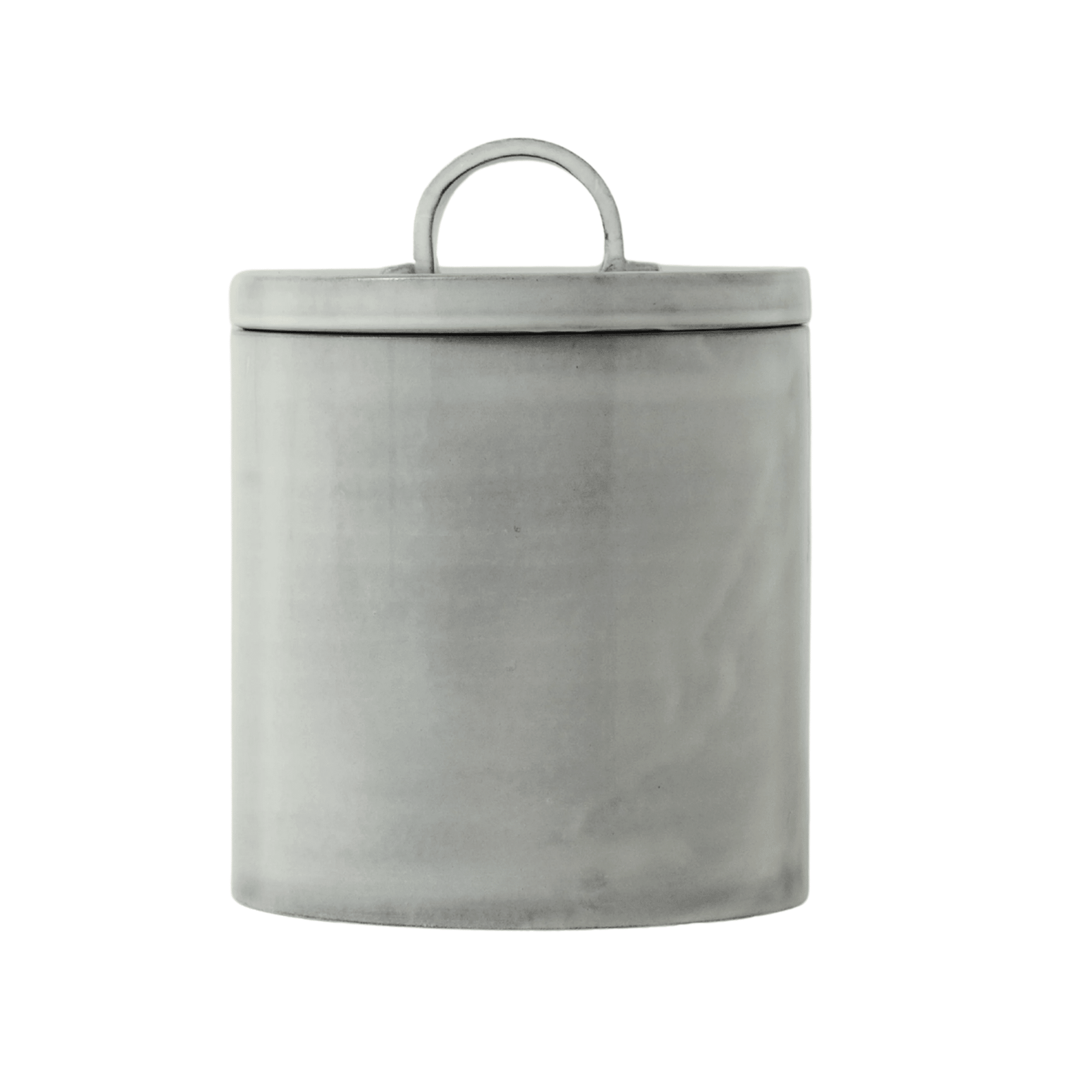 Assisi Dry Goods Canister in Dove Grey, handcrafted Italian ceramic jar with lid
