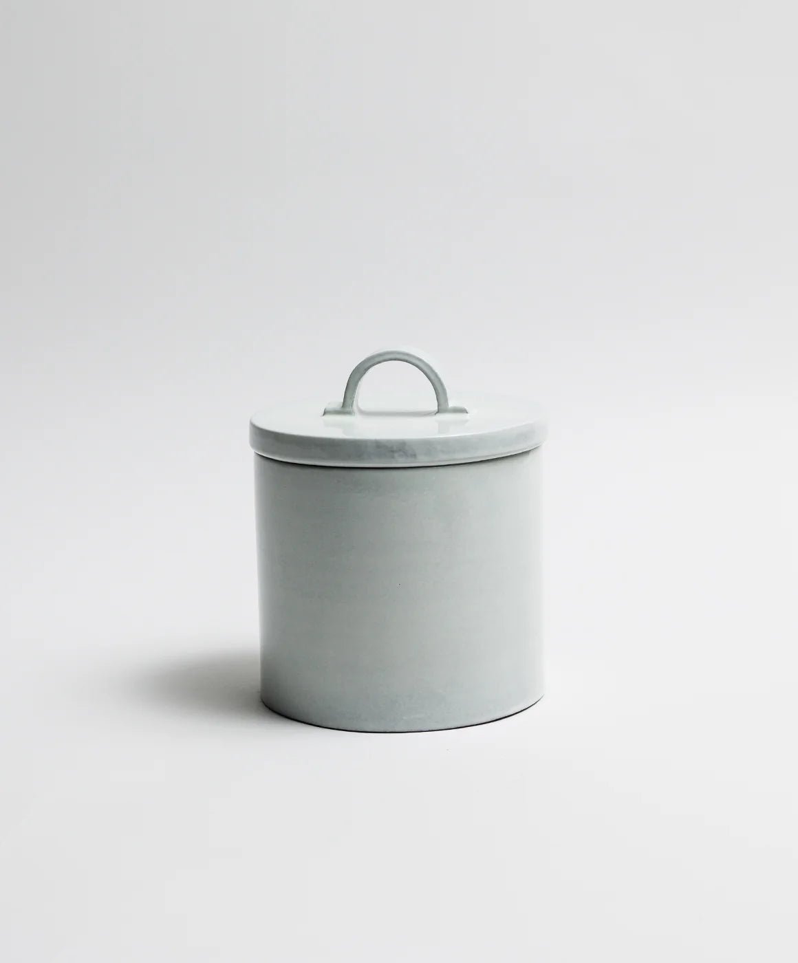Detail of Dove Grey Assisi canister glaze and lid