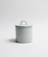 Detail of Dove Grey Assisi canister glaze and lid