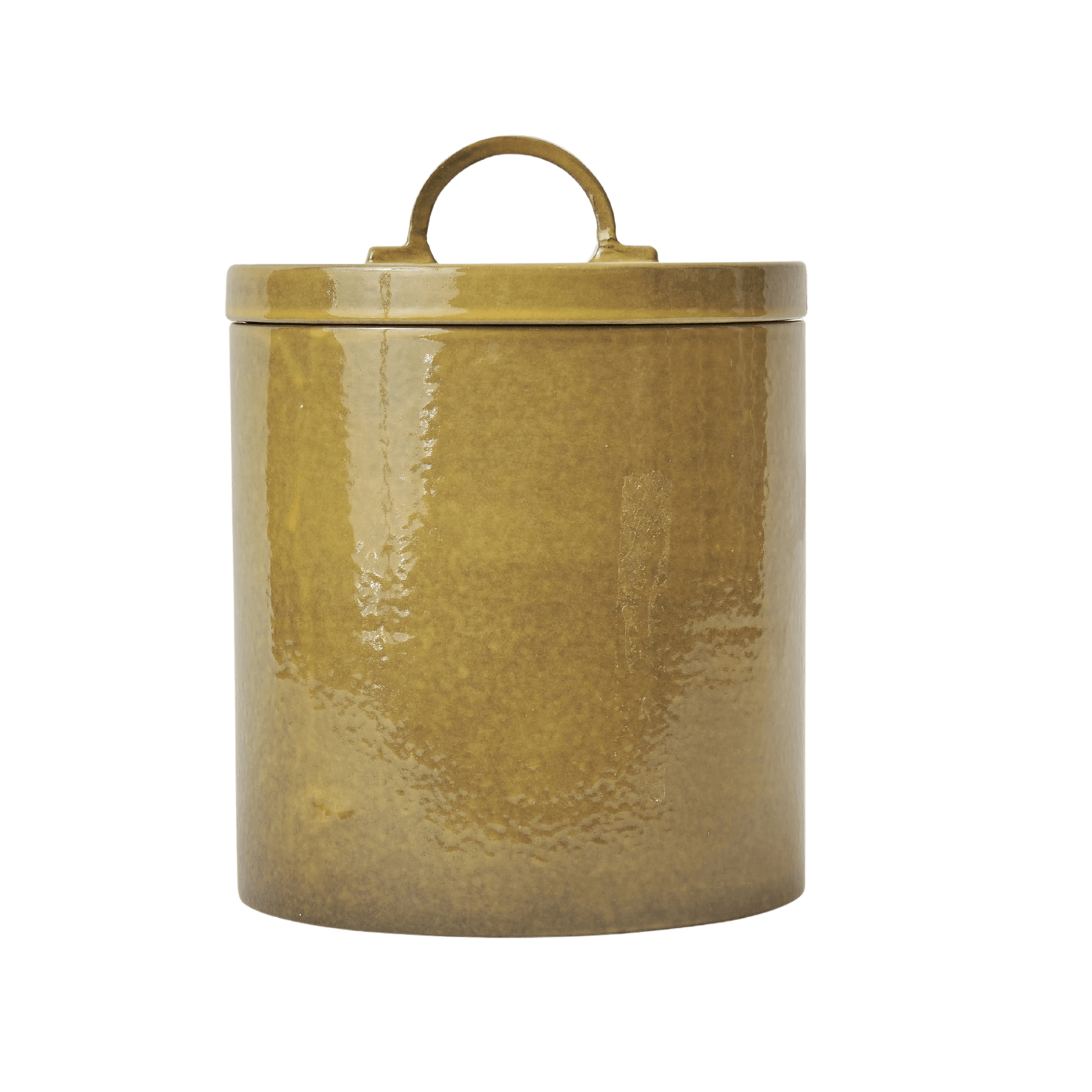 Assisi Dry Goods Canister in Ocra, handcrafted Italian ceramic jar with lid