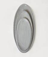 Three sizes of the Dove Grey Assisi oval platter
