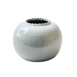 Assisi Round Vase in Dove Grey — handmade glazed Umbrian clay ceramic by the Radi brothers, Il Buco Vita, central Italy, approximately 10" × 9"H