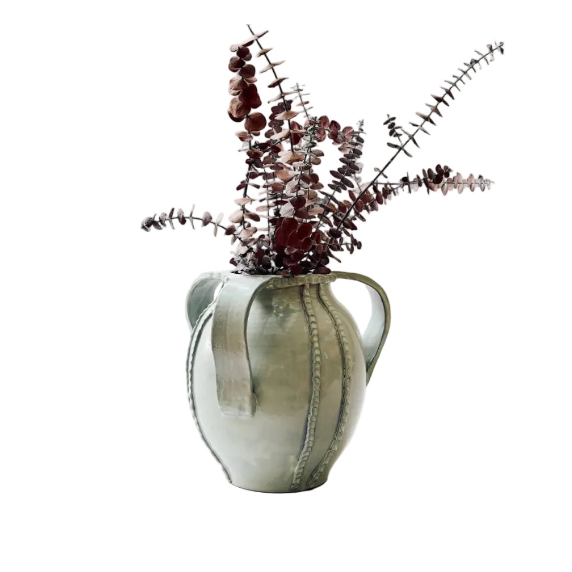 Assisi Triple Handled Vase in Dove Grey — handmade glazed Umbrian clay ceramic by Antonello and Lorenzo Radi, Il Buco Vita, Italy