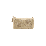 Small Astrid quilted toiletry bag in Sand with a tonal floral pattern and Maison Poire label