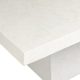 Avila Outdoor Dining Table in Aged White Concrete – edge detail