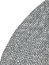 Armadillo Braid Rug in Heron, corner close-up of the wool and viscose blend pile and edge