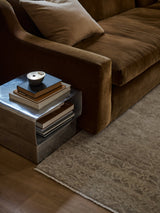 Armadillo Sonata Rug in Wisp, hand-spun afghan wool rug shown in a room setting